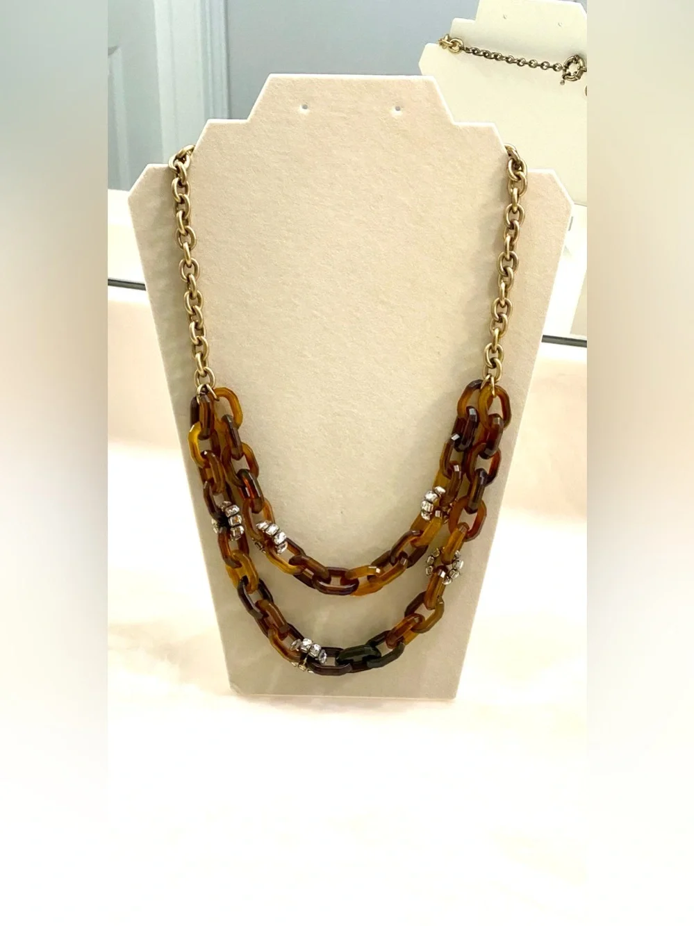 J. Crew Gold-Tone Chain with Tortoiseshell & Rhinestone Accent Necklace
